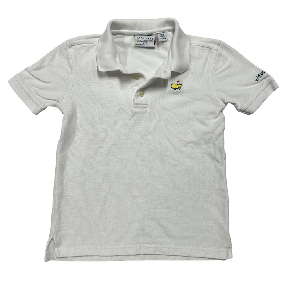 Masters Collection Boys Polo Shirt 6x/7 White Preppy Collared Golf Tennis Cotton